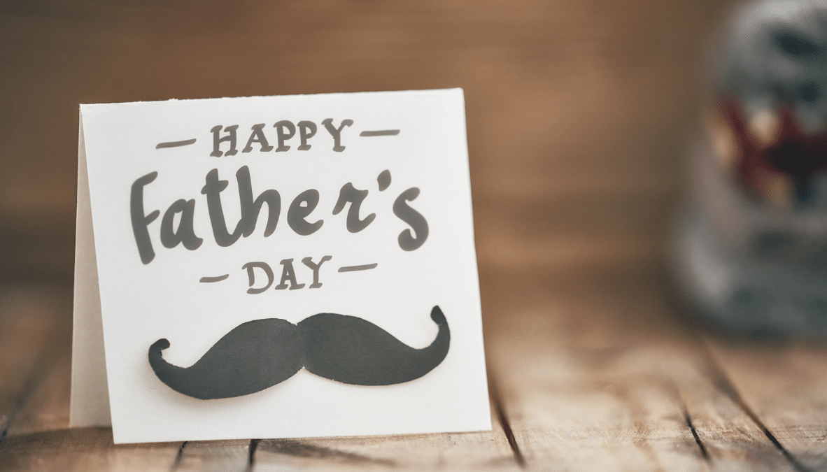 handwritten father's day card with mustache